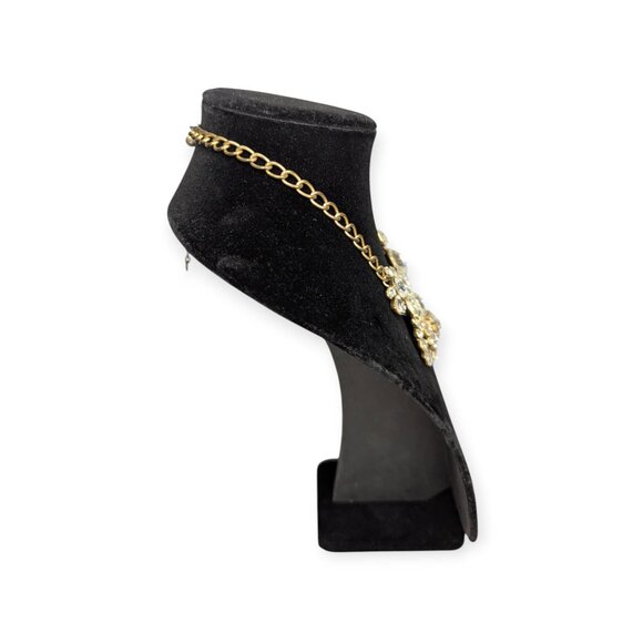 Vintage J Crew Signed Statement Bib Necklace Gold Tone Chain w/Lobster Claw - Picture 3 of 13